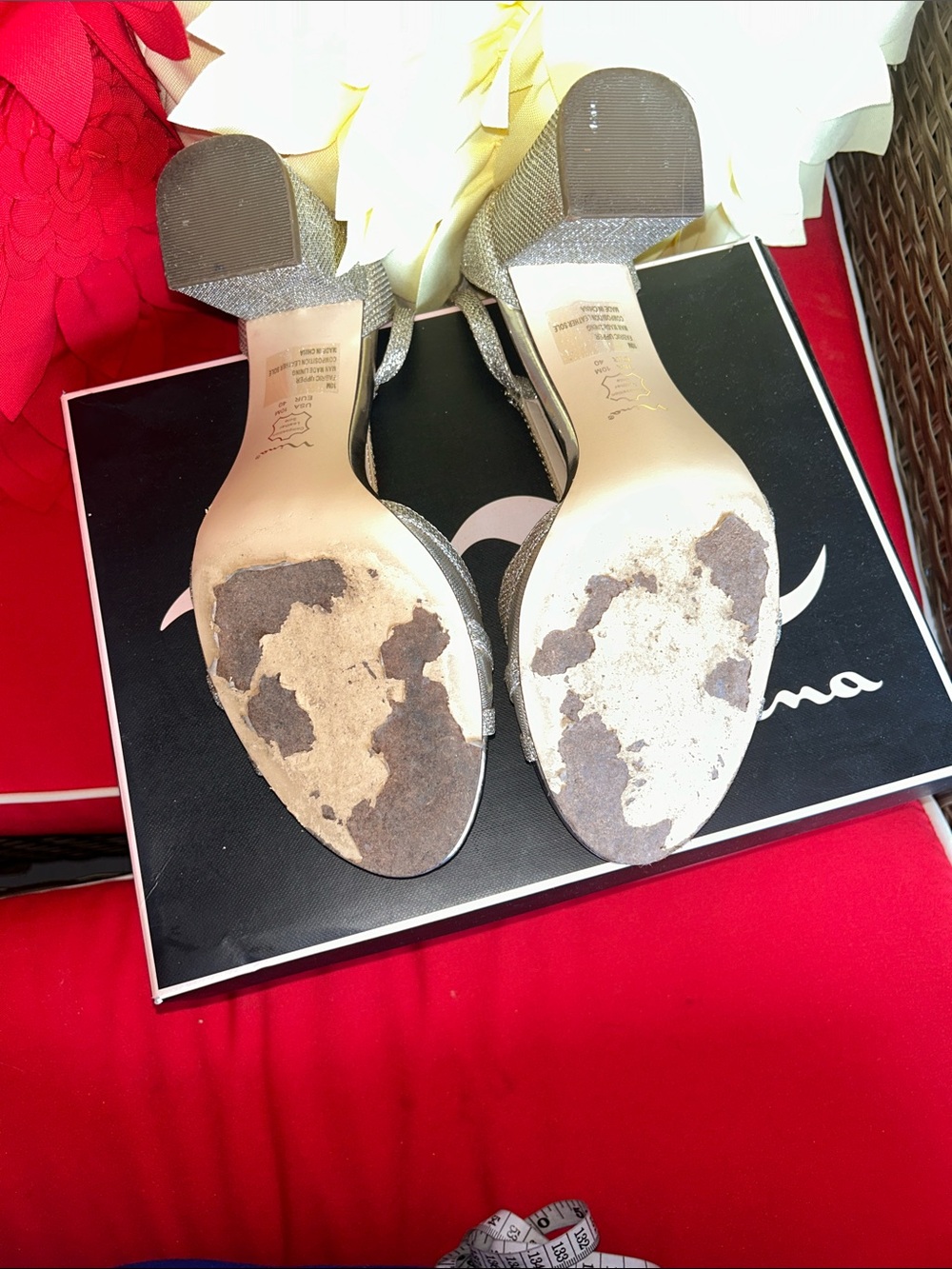 Nina Glitter T-Strap Evening Heels in Champagne Gold - Picture 4 of 7